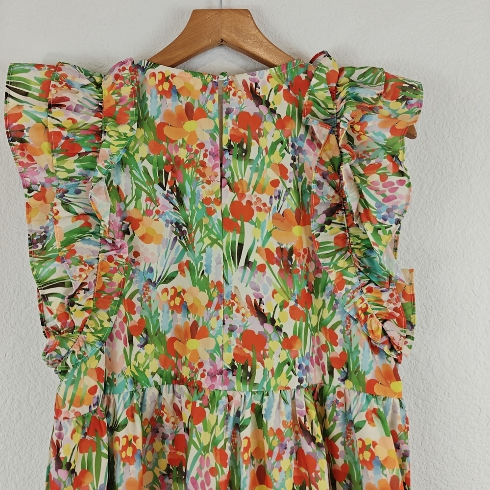 THML NWT Garden Floral Mini Ruffle Sleeve Dress Size Small - Picture 15 of 16